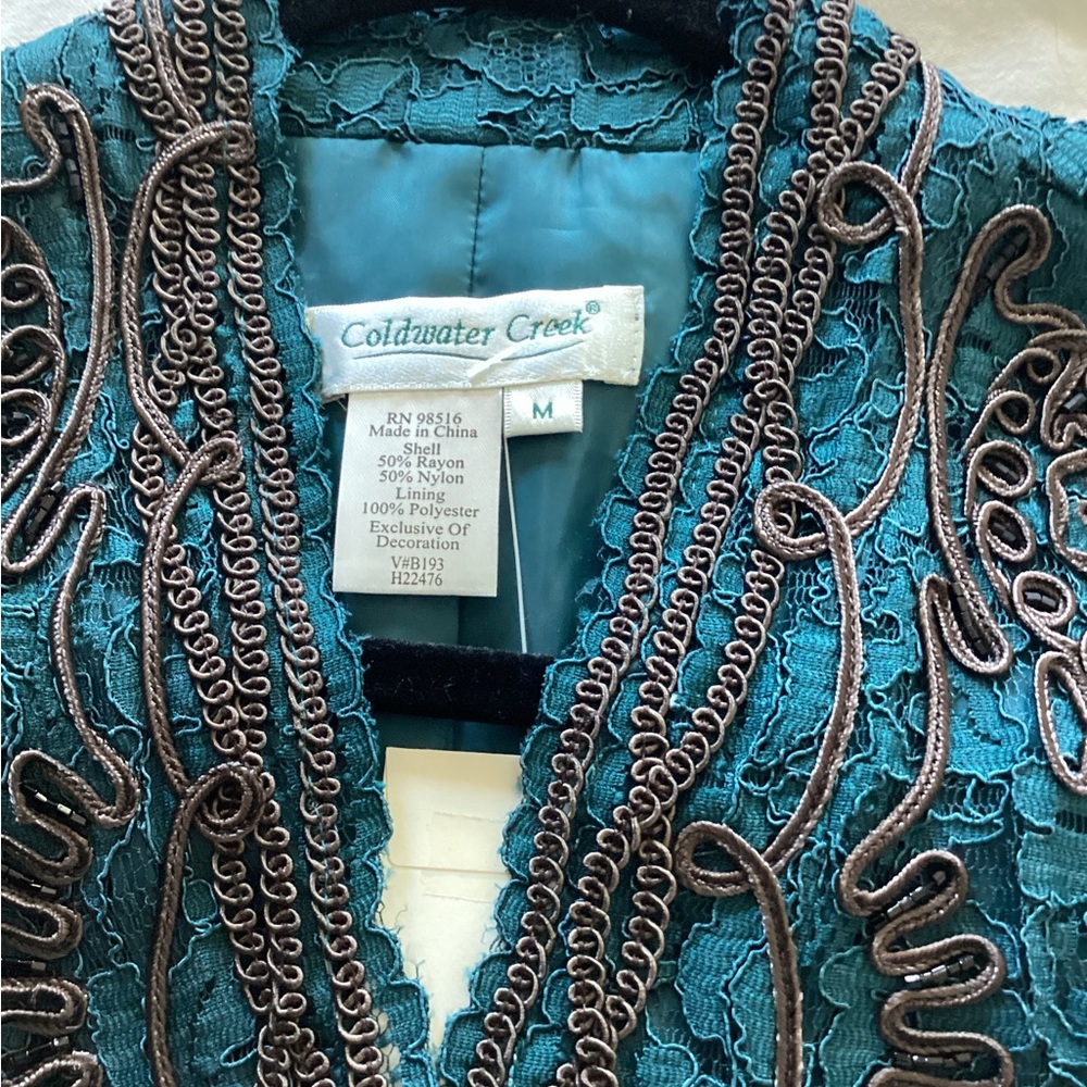 Vintage Coldwater Creek jacket NWOT Lace ,‎ embroidered - Picture 4 of 12